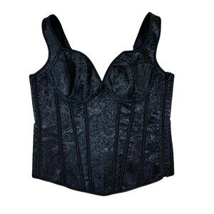 Kimring Black Brocade Corset Top Bustier Gothic Renaissance Festivalwear XL